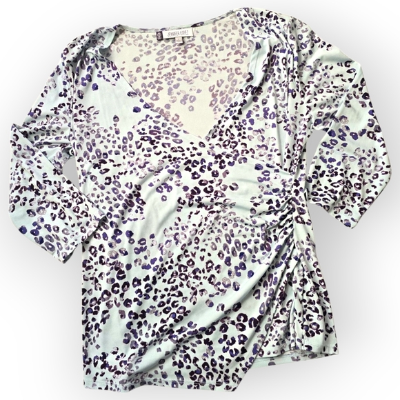 Jennifer Lopez Leopard Print Wrap Top - Picture 1 of 1